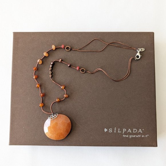 Silpada "Moroccan Sunset" Orange Aventurine Gemstone Necklace  N2453 - Picture 2 of 4